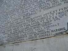 The[liên kết hỏng] verse inscription at Virgil's tomb.