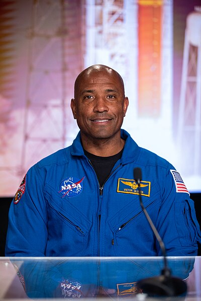 File:Victor Glover in a NASA news conference at the Kennedy Space Center in Florida, U.S. on August 8, 2023.jpg