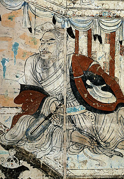 Vimalakirti debating Manjusri, Tang Dynasty.jpg