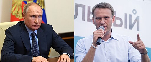 Vladimir Putin and Alexei Navalny. Graphic by krassotkin. Creative Commons Attribution-Share Alike 4.0 International license.