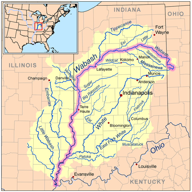 Indiana Navigable Waterways Map Wabash River - Wikipedia
