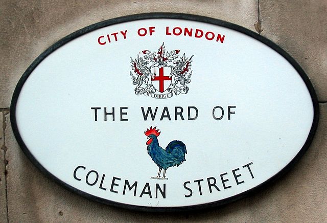 The parts of Coleman Street Ward north of the Wall, were part of the Manor of Finsbury.