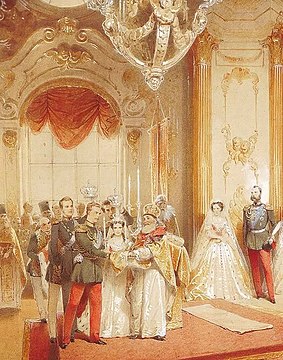 Wedding of Maria Feodorovna and Alexander III of Russia. Painting by Mihály Zichy, 1867.