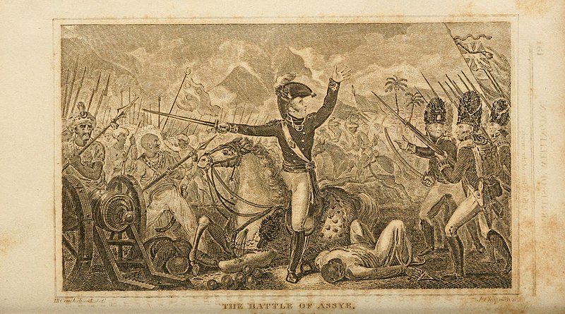 File:Wellington's horse shot under him at Assaye.jpg