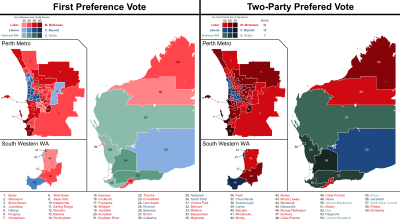Western Australian state election, 2017 results by division.svg