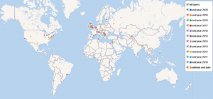 Karta je Interaktivna WiR karta (kad se klikne) izrađena pomoću Wikidata .