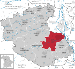 Läget för Zirndorf i Landkreis Fürth