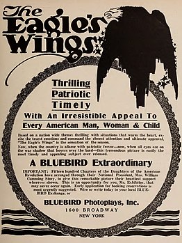 "The Eagle's Wings" film ad from, Moving Picture Weekly, 1917 "The Eagle's Wings" 1917 film ad - from, Moving Picture Weekly (1915-1920) (page 339 crop).jpg