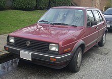 1985-1986 Golf Diesel 5-door (US), with the early square headlights '85-'86 Volkswagen Golf Diesel 5-Door -- Front.jpg