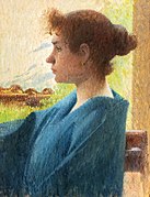 Portrait de femme en bleu (Portrait of a Woman in Blue ) by Henri Rachou