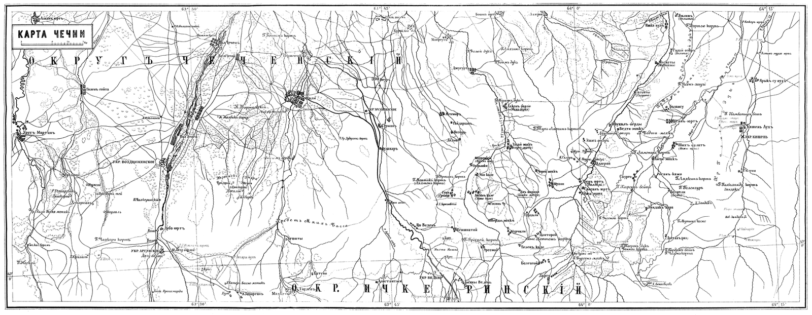 Карта чечни 18 века