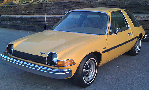 February 28, 1975: AMC introduces the Pacer 1975 AMC Pacer base model frontleftside.jpg