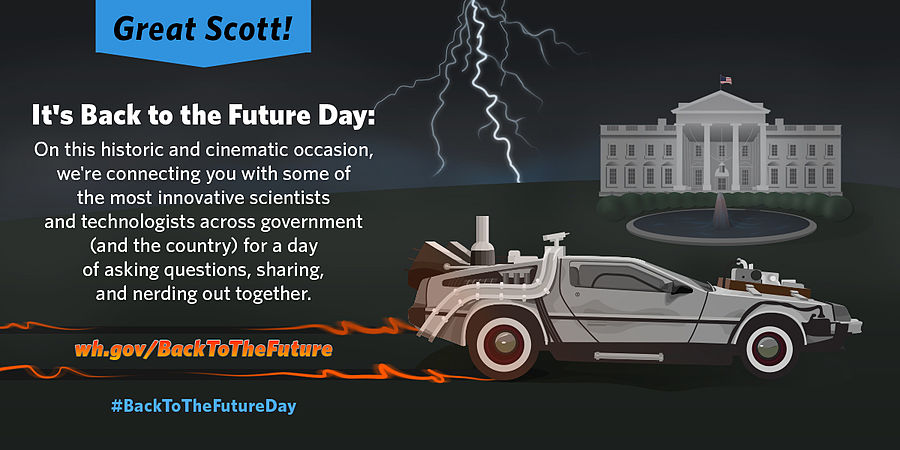白宮慶祝「回到未來日」，卻使用第三集道具車構圖。