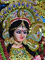 2017 Close up of Durga Idol Sandhi puja at Manikanchan 02