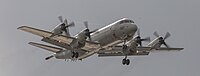 A US Navy P-3C Orion, tail 161587, on final approach at Kadena Air Base in Okinawa, Japan.