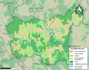 Barevná mapa znázorňující využití půdy.