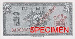 Güney Kore Wonu: Etimoloji, Tarihi, Günümüzde kullanılan Güney Kore wonu banknotları