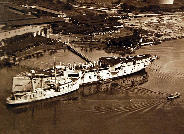 Chicago as barracks ship USS Alton (IX-5) at Pearl Harbor, 1926.