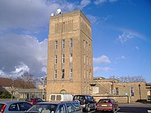 The tower at Princess of Wales Hospital, Ely. This was demolished in 2012. Aerial tower at Princess of Wales Hospital, Ely - geograph.org.uk - 284096.jpg