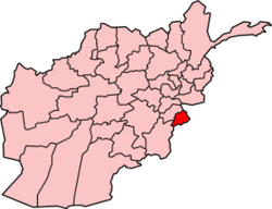 Khustin maakunta Afganistanin kartalla