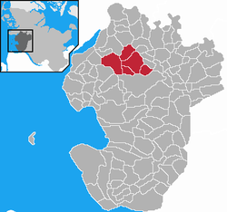 Map of Dithmarschen highlighting Weddingstedt