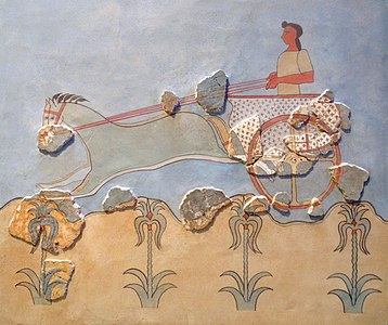 Колесница на фреске из микенской Беотии (Фивы или Гла)