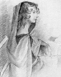 A sketch of Anne by her sister Charlotte, c. 1845