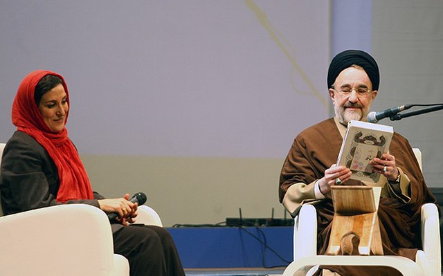 President Mohammad Khatami with actress Fatemeh Motamed-Aria in 2007 Yalda night use Divan of Hafez for fortune telling.
