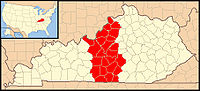 Mapa arcidiecéze Louisville
