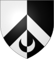 Arms of Alexander (of Menstrie): Per pale argent and sable, a chevron and in base a crescent, all counterchanged