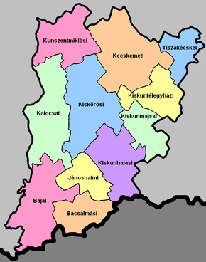 A map of the districts in Bacs-Kiskun County Bacs-Kiskun districts.png