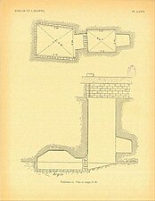 A group of two sketches of a burial shaft and chamber