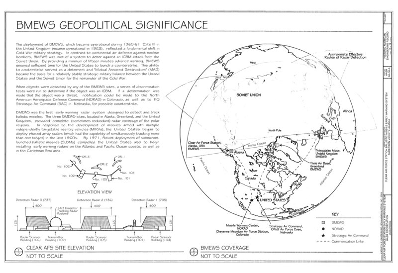 File:BMEWS Geopolitical Significance - Clear Air Force Station, Ballistic Missile Early Warning System Site II, One mile west of mile marker 293.5 on Parks Highway, 5 miles HAER AK-30-A (sheet 2 of 9).tif