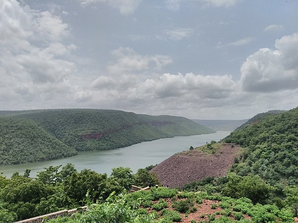 Krishna river gorge by Srisailam, Andhra Pradesh, India