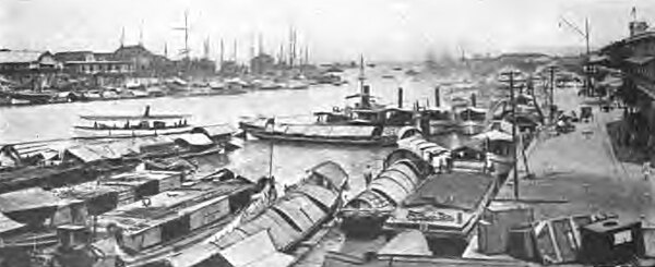 Casco barges, steamers, and other sailing vessels in Pasig in 1917