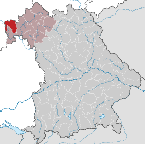 Beliggenheden af Landkreis Aschaffenburg i Bayern (klikbart kort)