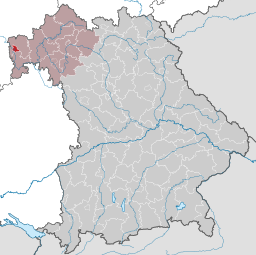 Läget för Aschaffenburg i Bayern