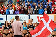 Deutsch: Beachhandball Europameisterschaften 2019 (Beach handball Euro); Tag 6: 7. Juli 2019 – Frauenfinale, Dänemark-Ungarn 2:0 (18:12, 23:22) English: Beach handball Euro; Day 6: 7 July 2019 – Women's Final – Denmark-Hungary 2:0 (18:12, 23:22)