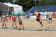 Deutsch: Beachhandball Europameisterschaften 2019 (Beach handball Euro); Tag 2: 3. Juli 2019 – Frauen, Vorrunde Gruppe D, Ukraine-Deutschland 2:0 (23:22, 32:24) English: Beach handball Euro; Day 2: 3 July 2019 – Women Preliminary Round Group D – Ukraine-Germany 2:0 (23:22, 32:24)