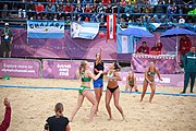 Deutsch: Beachhandball bei den Olympischen Jugendspielen 2018; Tag 5, 10. November 2018; Mädchen, Hauptrunde - Ungarn-Argentinien 1:2 English: Beach handball at the 2018 Summer Youth Olympics at 11 October 2018 – Girls Main Round – Hungary-Argentina 1:2