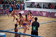 Deutsch: Beachhandball bei den Olympischen Jugendspielen 2018; Tag 5, 10. November 2018; Mädchen, Hauptrunde - Chinese Taipei (Taiwan)-Niederlande 1:2 English: Beach handball at the 2018 Summer Youth Olympics at 11 October 2018 – Girls Main Round – Chinese Taipei (Taiwan)-Netherlands 1:2