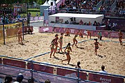 Deutsch: Beachhandball bei den Olympischen Jugendspielen 2018; Tag 4, 10. Oktober 2018; Mädchen, Vorrunde, Gruppe A - Ungarn-Chinese Taipei (Taiwan) 2:0 English: Beach handball at the 2018 Summer Youth Olympics at 10 October 2018 – Girls Preliminary Round Group A‎ – Hungary-Chinese Taipei 2:0