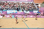 Deutsch: Beachhandball bei den Olympischen Jugendspielen 2018; Tag 3, 9. Oktober 2018; Mädchen, Vorrunde, Gruppe A - Chinese Taipei (Taiwan)-Mauritius 2:0 English: Beach handball at the 2018 Summer Youth Olympics at 9 October 2018 – Girls Preliminary Round Group A‎ – Chinese Taipei-Mauritius 2:0