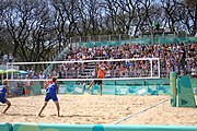 Deutsch: Beachvolleyball bei den Olympischen Jugendspielen 2018; Tag 11, 17. Oktober 2018; Jungen,Finale – Niederlande (Matthew Immers/Yorick de Groot)-Schweden (David Åhman/Jonatan Hellvig) 0:2 (20–22/15–21) English: Beach volleyball at the 2018 Summer Youth Olympics at 17 October 2018 – Final – Netherlands (Matthew Immers/Yorick de Groot)-Sweden (David Åhman/Jonatan Hellvig) 0:2 (20–22/15–21)