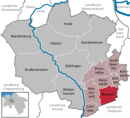 Läget för kommunen Beckeln i Landkreis Oldenburg