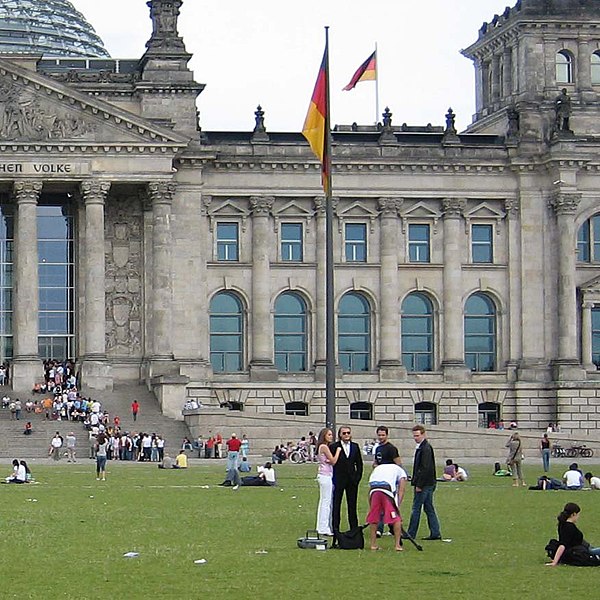 Filming outside the Reichstag in Berlin in 2007