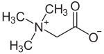 Glycine betaine is a naturally occurring quaternary ammonium cation. Its degradation product, trimethylamine, is responsible for the odor of spoiled fish. Betain2.svg