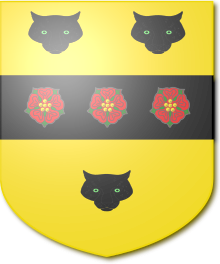 Escutcheon of the Hill baronets of Bradford Blazon of Hill Baronets of Bradford (1917).svg