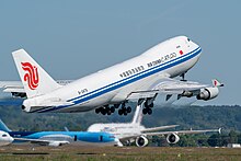 Boeing 747-4FTF - B-2476 from Air China Cargo during take off at LFBT airport