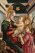 サンドロ・ボッティチェッリ帰属『聖母子と二人の天使』1465年-1470年頃 ナショナル・ギャラリー・オブ・アート所蔵
